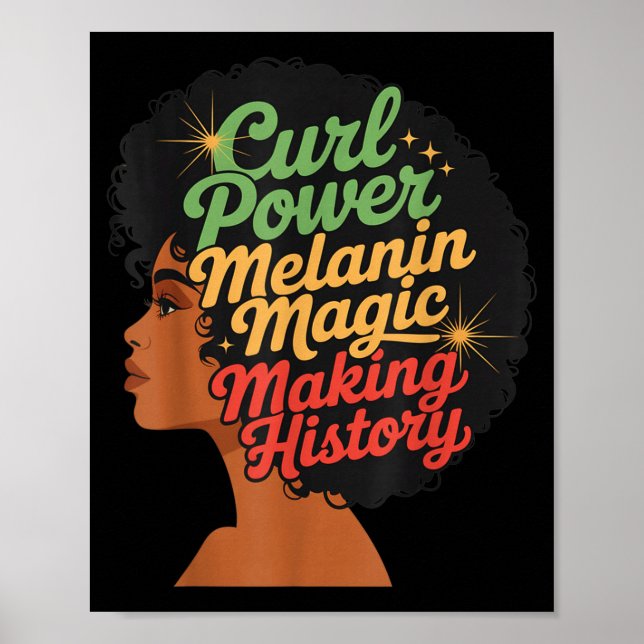 Poster Poder de Cachos Melanina Fazendo História Para Mul (Frente)