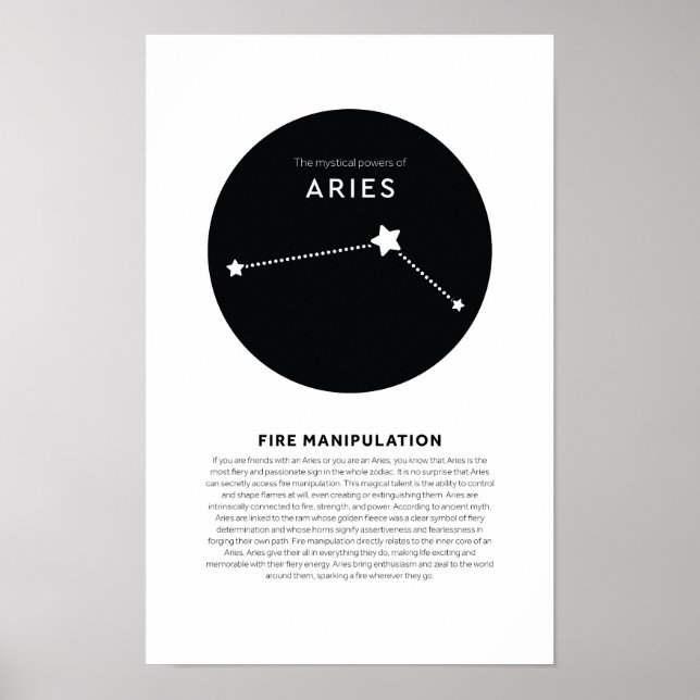 Poster Poder Místico da Aries - Sinal de Estrela Astrolog (Frente)