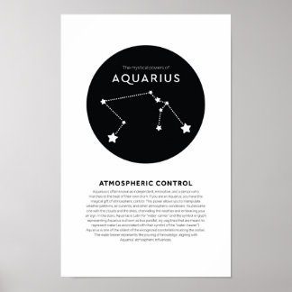 Poster Poder Místico da Astrologia Aquária Estrela Zodiac