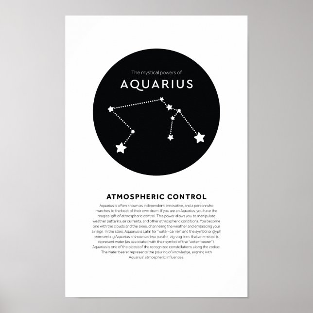 Poster Poder Místico da Astrologia Aquária Estrela Zodiac (Frente)