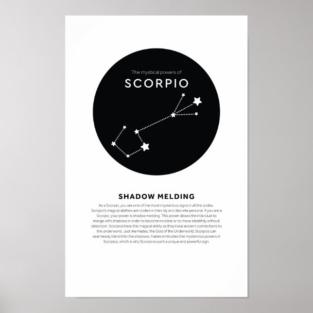 Poster Poder Místico da Astrologia Escorpiana - Estrela Z (Frente)
