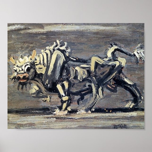 Poster Poderosa pintura "White Ox 1" de Lee Jung-seob (Frente)