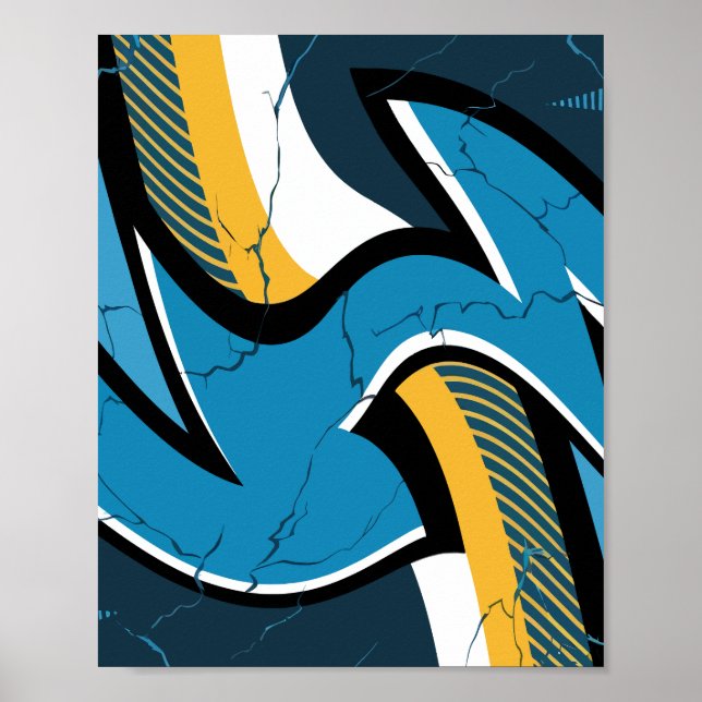 Poster Poderoso Design de energia rachado por Abstrato (Frente)