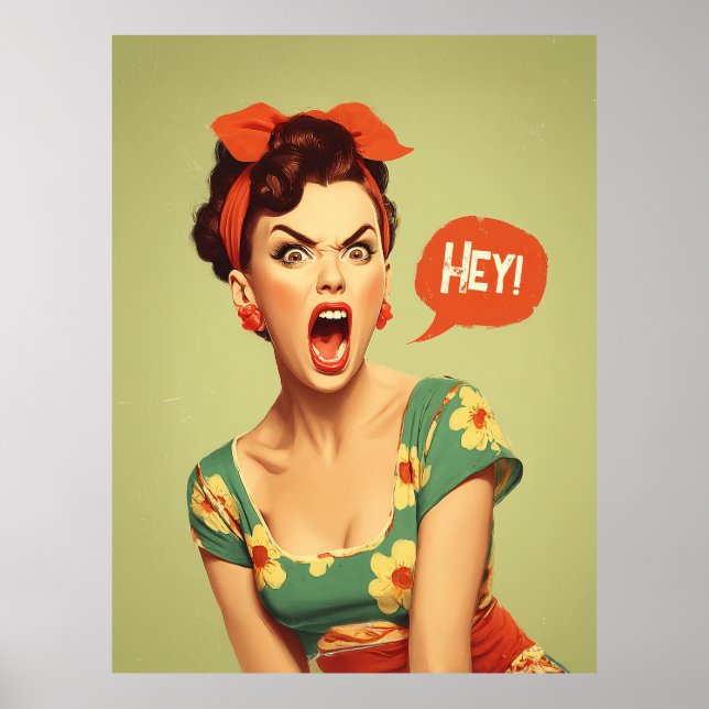Poster Poderoso Grito Pin-Up Vintage (Frente)