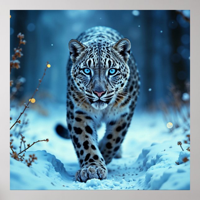 Poster Poderoso predador, neve, beleza fria (Frente)