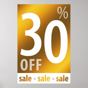Poster Poderoso sinal de 30% OFF SALE OURO