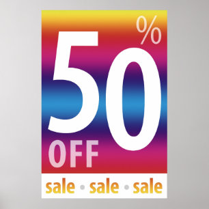 Pôster Poderoso sinal de 50% OFF SALE Colorido