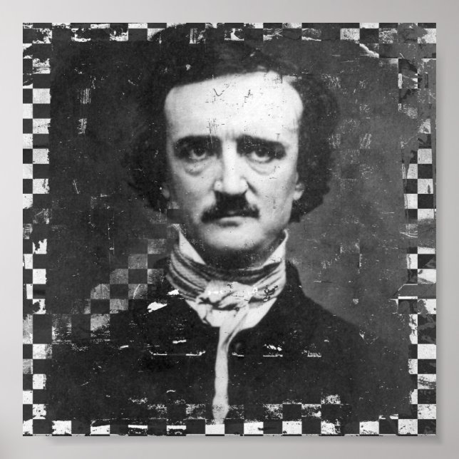 Poster Poe Black and White Grunge (Frente)