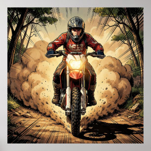 Poster Poeira & Determinação Motocross em Plena Parafuso