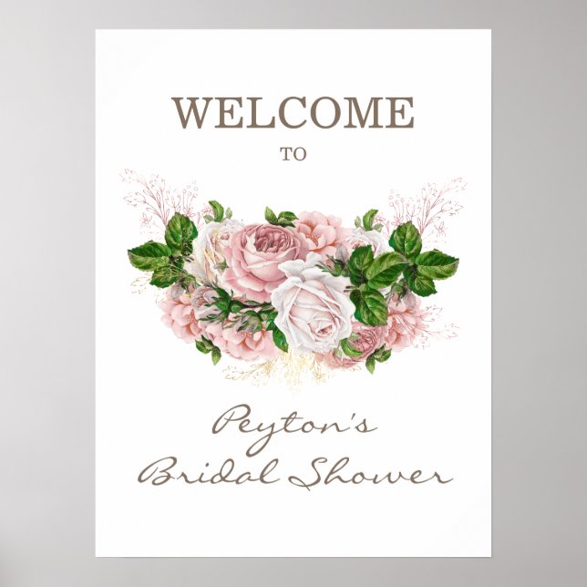 Poster Poeira Rosa Rubor Rosa Branco Chuveiro de Noiva Vi (Frente)