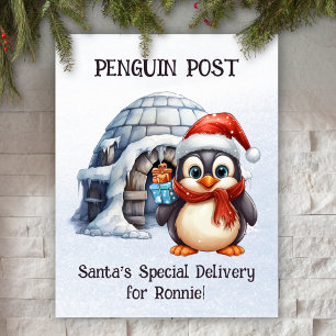 Poster Poem Pastel Snow Cute Rhyme Penguin no Natal