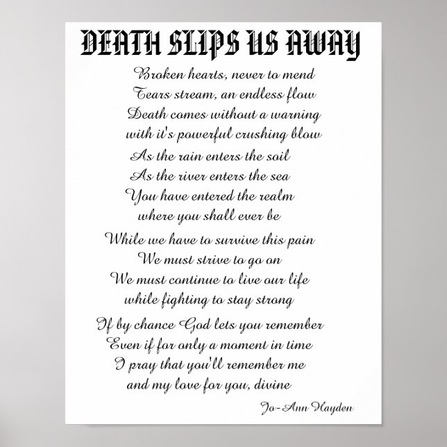Poster Poema A MORTE NOS ESCAPA (Frente)