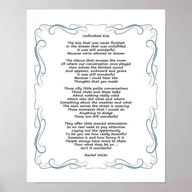 Pôster Poema Beijo Inacabado (Frente)