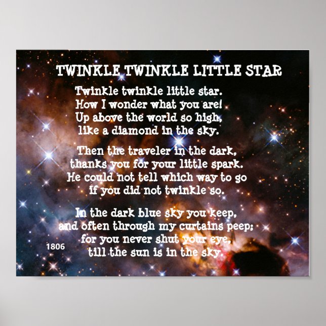Poster poema BRILHE BRILHE ESTRELINHA (Frente)