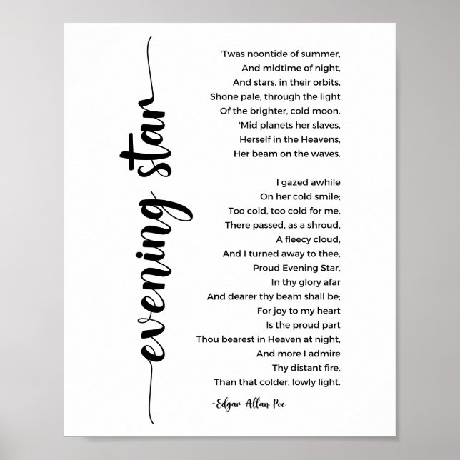 Poster Poema das Estrelas da Noite por Edgar Allan Poe Po (Frente)