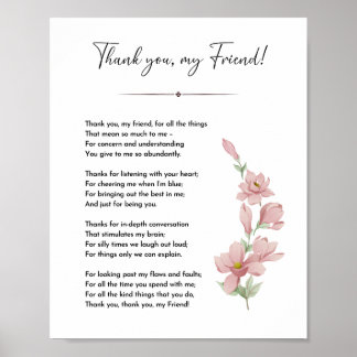 Poster Poema de amigo, citação de presente de melhor amig