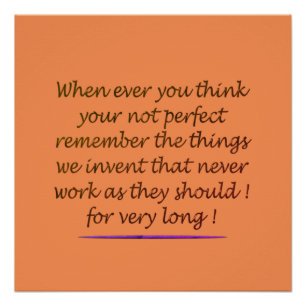 PÔSTER POEMA DE ARTE DE PALAVRAS SOBRE SER PERFEITO