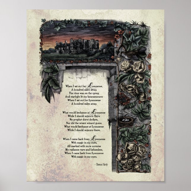 Poster Poema de Arte Vitoriano Hardy "Lyonnesse" 8x10 (Frente)