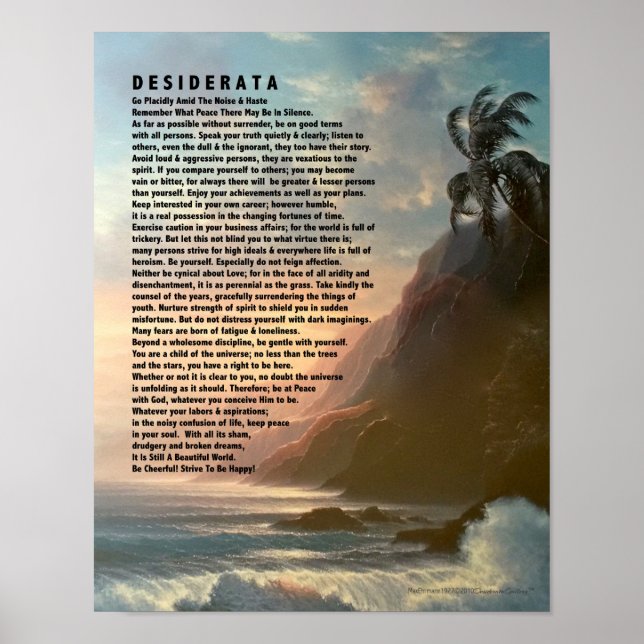 Poster Poema de Desiderata por Max Ehrmann - Design tropi (Frente)