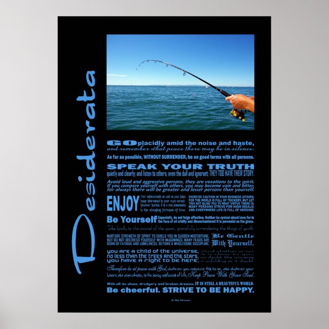 Poster Poema De Desiderata Que Pesca No Meio Do Oceano (Frente)