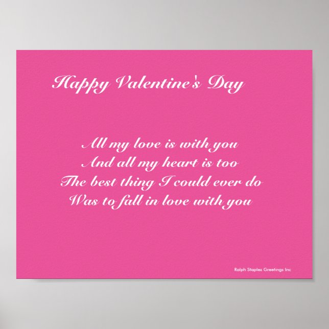 Pôster poema de dia de os namorados para um amante (Frente)