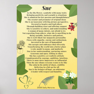 Poster Poema de Nome "Sue"