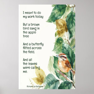 Poster Poema de Ode para Primavera com Ave Marrom