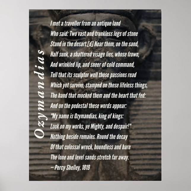 Poster Poema de Ozymandias de Percy Shelley, 1819 (Frente)