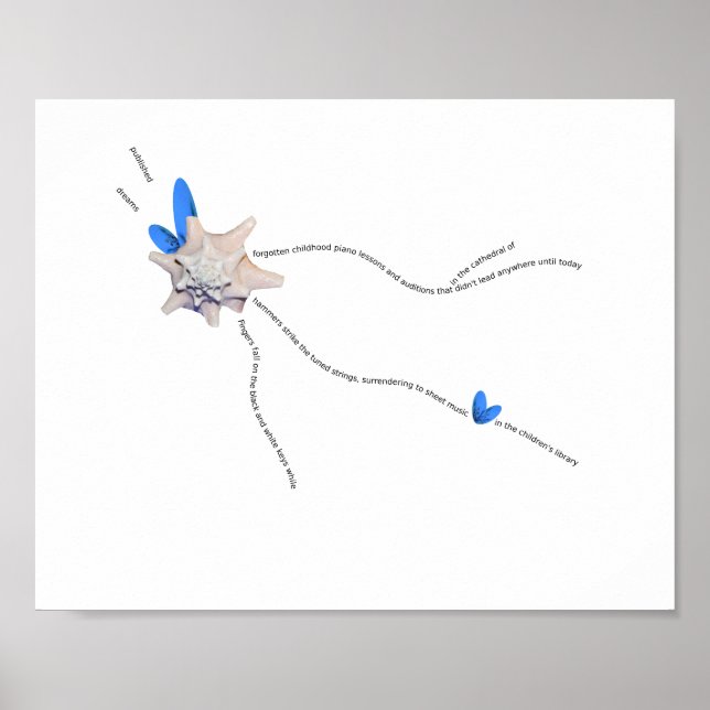 Poster Poema de piano de concha branca costeira de Seashe (Frente)