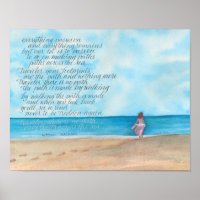Poema de Viajante da Caligrafia em Watercolor Beac