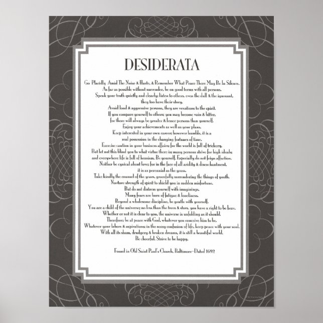 Poster Poema Desiderata (Frente)