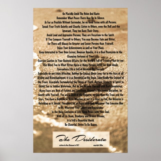 Poster Poema Desiderata 16x24 com Pegadas Sandy (Frente)
