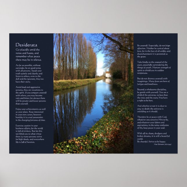 Poster Poema Desiderata - Cena do Canal do Millhouse (Frente)