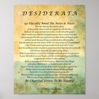 Pôster Poema Desiderata em Floresta de Aquarela
