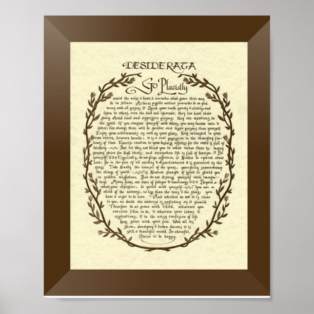 Poster Poema DESIDERATA por Max Ehrmann (Frente)