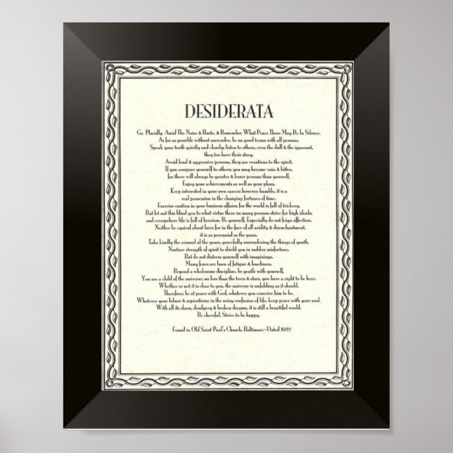 Poster Poema DESIDERATA por Max Ehrmann (Frente)