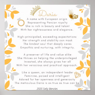 Poster Poema do nome "Daria"