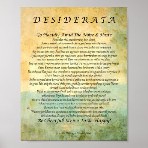 Pôster Poema dos Desiderata na floresta da aguarela
