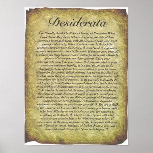 Pôster Poema dos Desiderata no papel antigo do estilo