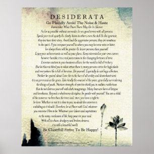 Poster Poema dos Desiderata pela aguarela máxima Lotus d
