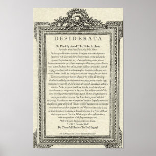 Poster Poema dos Desiderata pelo espelho antigo máximo d