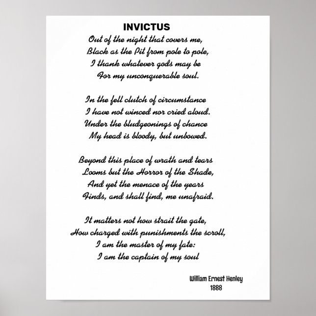 Poster poema INVICTUS (Frente)