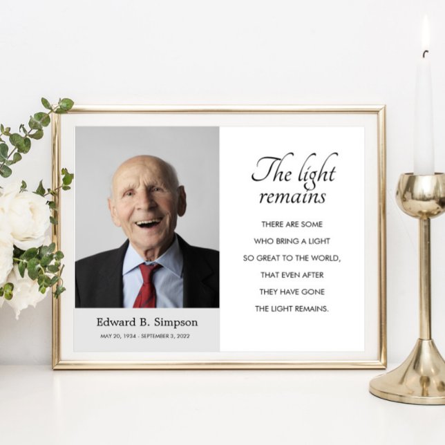 Poster Poema Memorial Funeral A Luz Permanece Com Foto (Criador carregado)
