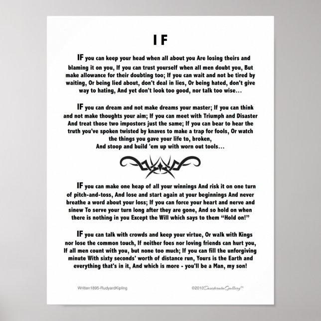 Poster Poema motivacional IF por Rudyard Kipling (Frente)
