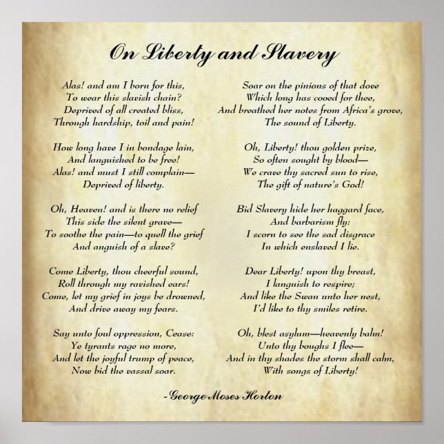 Poster Poesia Afro-Americana sobre Liberdade e Escravidão (Frente)