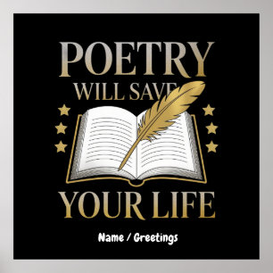 Poster Poesia salvará sua vida Poeta e Literatura Engraça