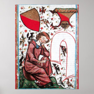 Poster POETA NO JARDIM DAS AVES À miniatura medieval