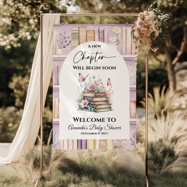 Poster Poetcore New Chapter Pink Girl Book Baby Shower (Criador carregado)