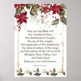 Poster Poinsettia Holly Christmas Prayer
