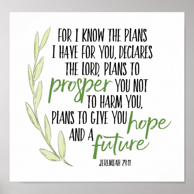 Pôster Pois eu sei os planos que tenho para você Impressã (Frente)